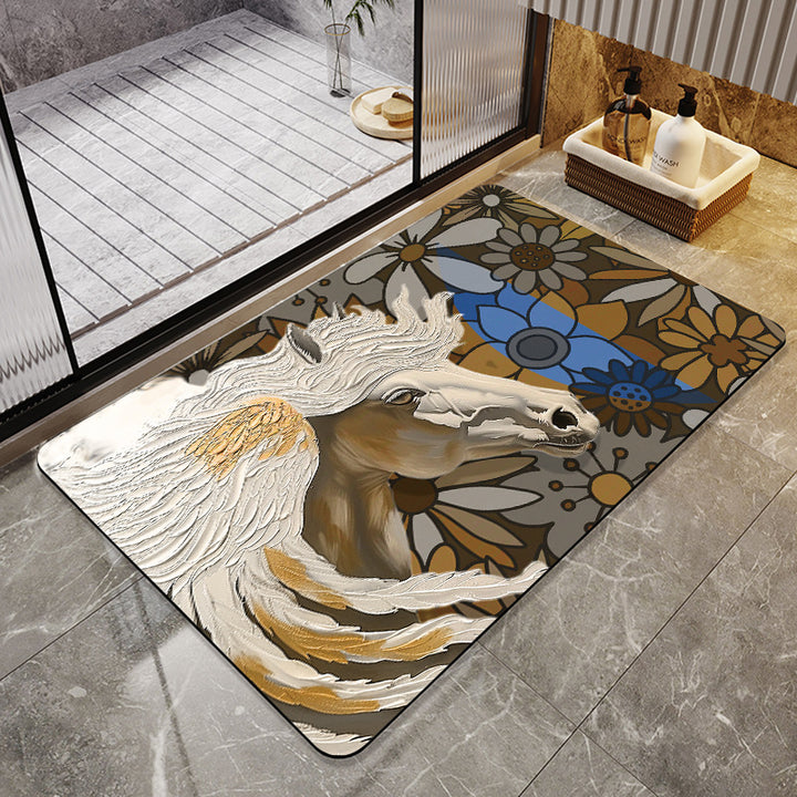 Artistic Horse-Themed Bath Mat Stornfield