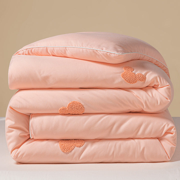 Plush Reversible Embroidered Comforter with Chenille Heart Appliqué