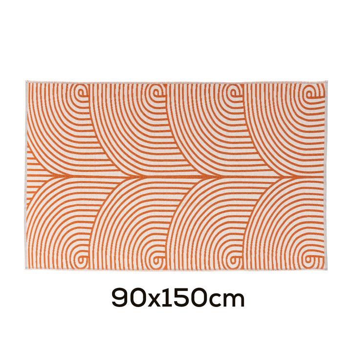 Modern flat-woven carpet runner with abstract geometric design