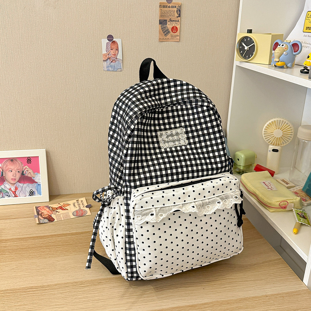 Stylish Gingham Patterned Backpack Stornfield