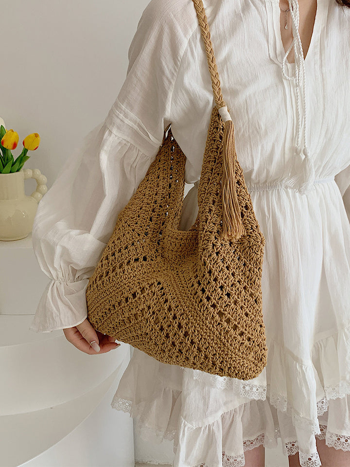 Hand-knotted shoulder bag with tassels and spacious interior Stornfield