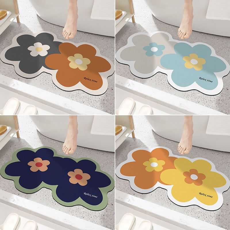 Floral Design Bath Mat for Bathroom
