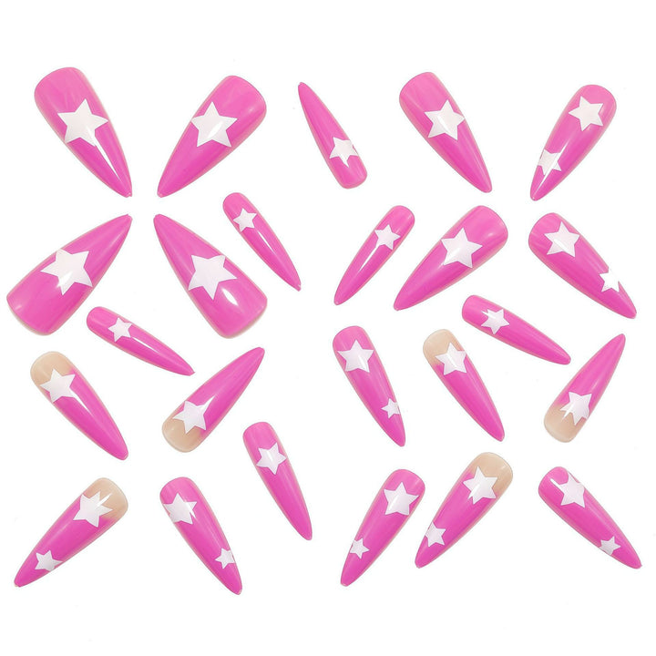 Artificial nails in elegant pointed design with star motifs Stornfield