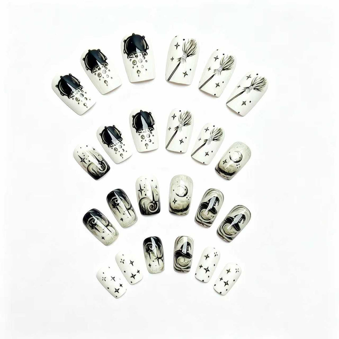 Creative acrylic nails with witch motifs Stornfield