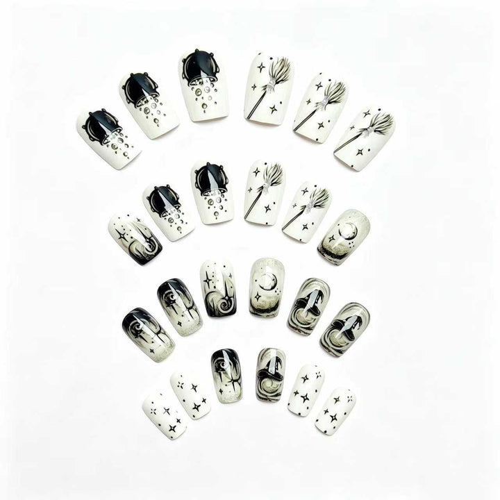 Creative acrylic nails with witch motifs Stornfield