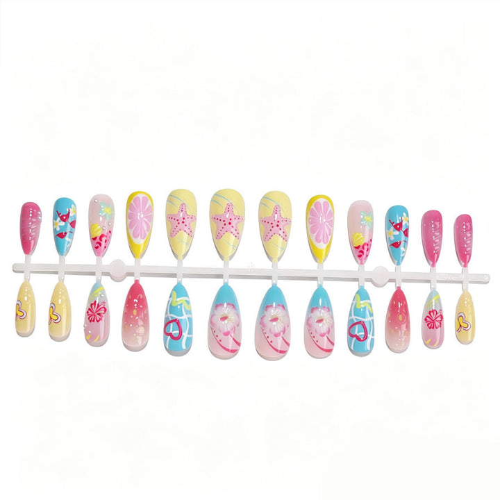 Artistic Summer Themed Press-On Nails Stornfield