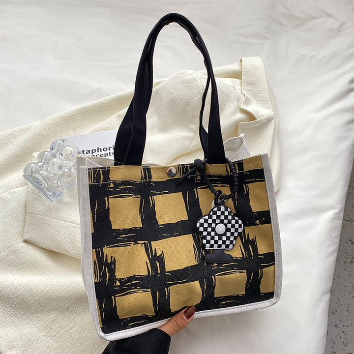 Modern Geometric Print Canvas Tote Bag