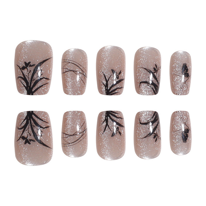 Elegant Nature-Inspired Press-On Nail Art Stornfield