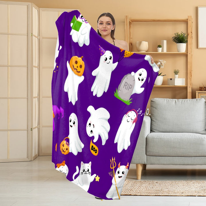 Cozy Halloween-Themed Fleece Blanket