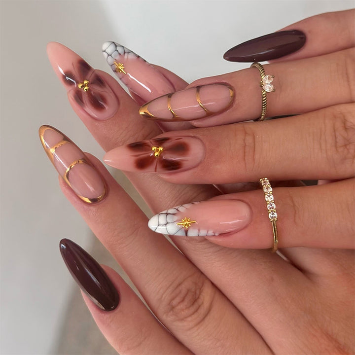 Decorative Floral Press-On Nail Art Set Stornfield