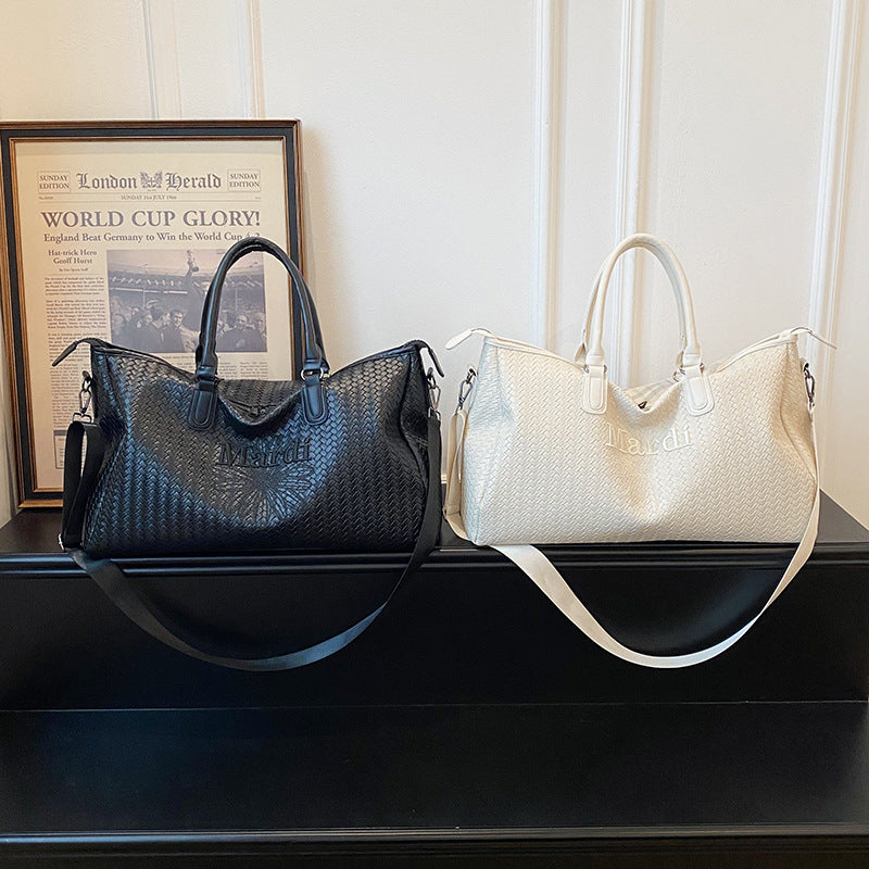 Woven Leather Weekend Duffel Bag Stornfield