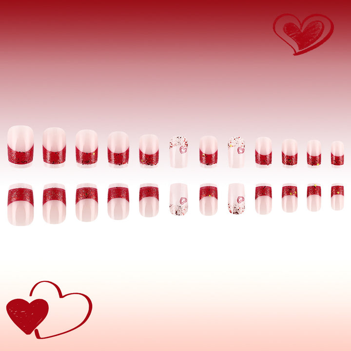 Romantic Glittery Press-On Nail Art Set Stornfield