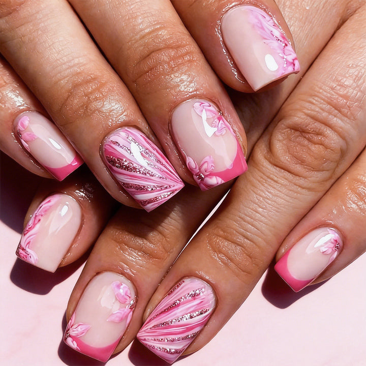 Artistic Floral Gel Press-On Nails Stornfield