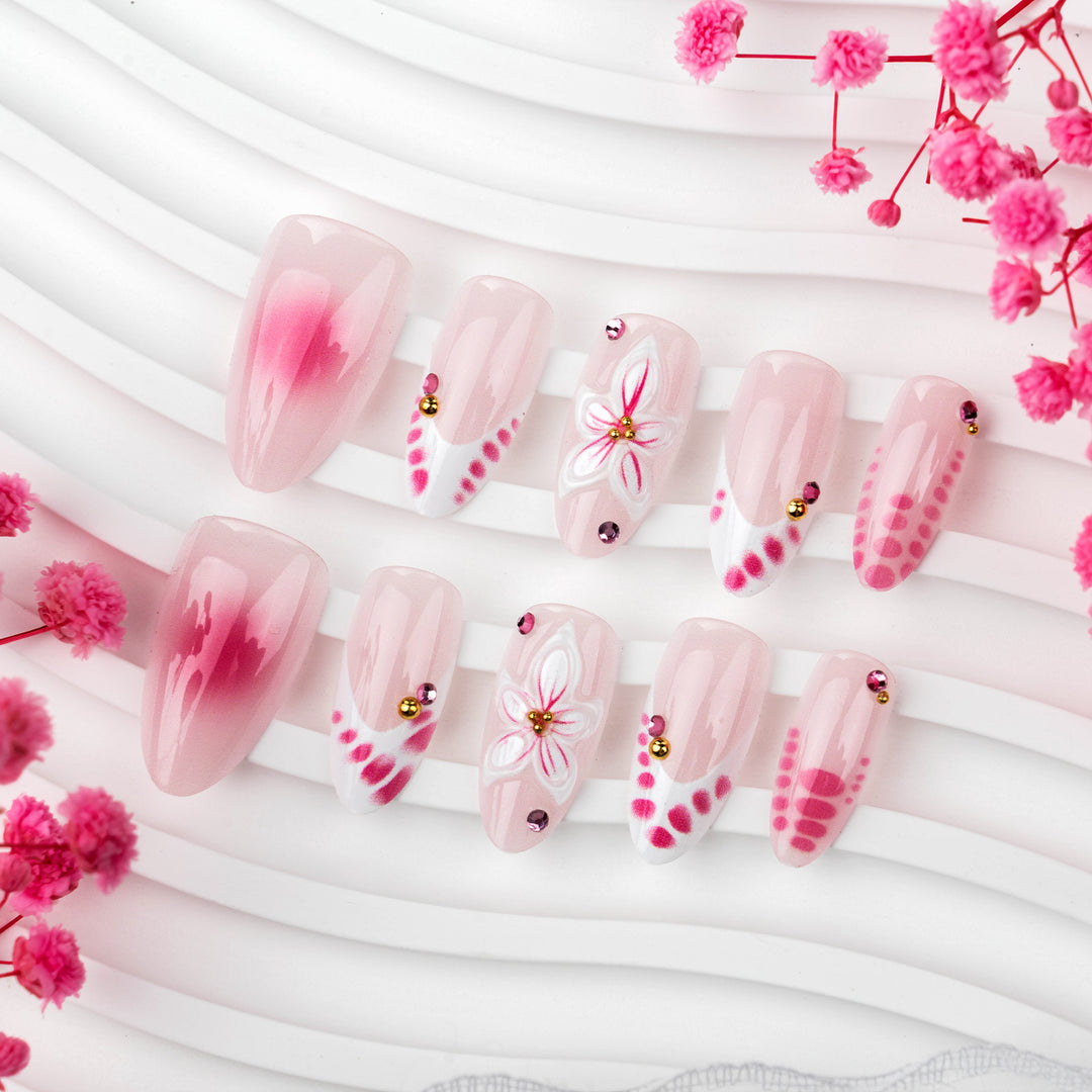 Floral Design Stiletto Press-On Nails Stornfield