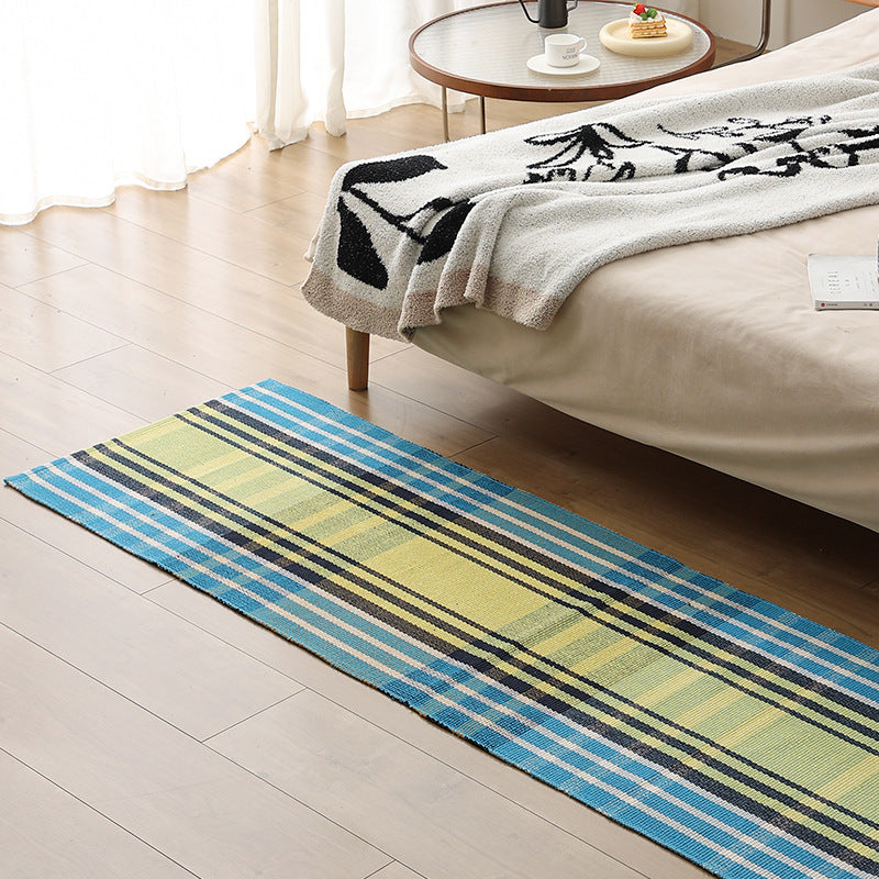 Flat woven bed runner and carpet runner with vibrant checked design Stornfield