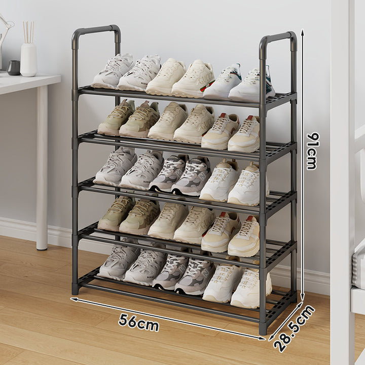 Multi-Tier Tall Steel Shoe Rack Organizer with Adjustable Shelves and Non-Slip Slats