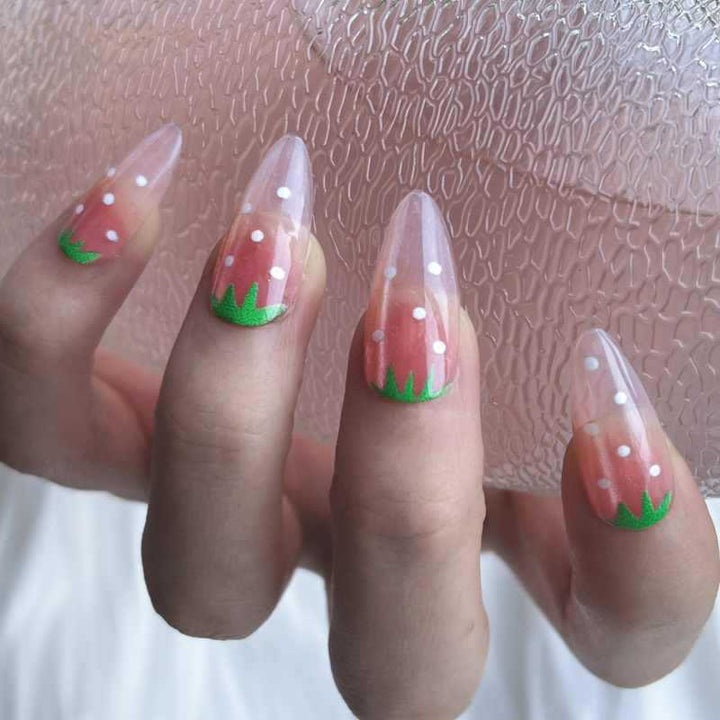 Strawberry-Inspired Artistic Press-On Nail Set Stornfield