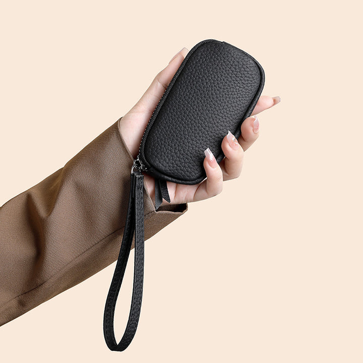 Textured Leather Travel Cosmetic Pouch