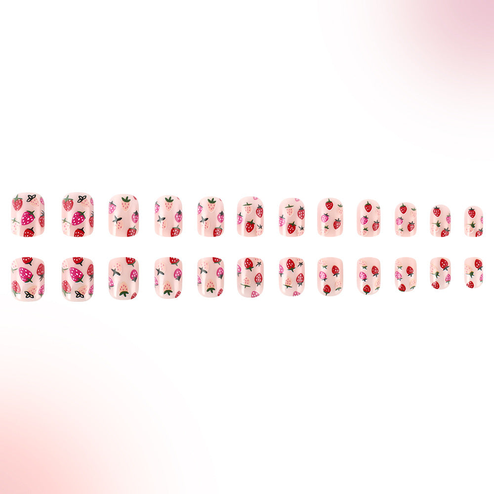Strawberry-Themed Press-On Nail Art Stornfield