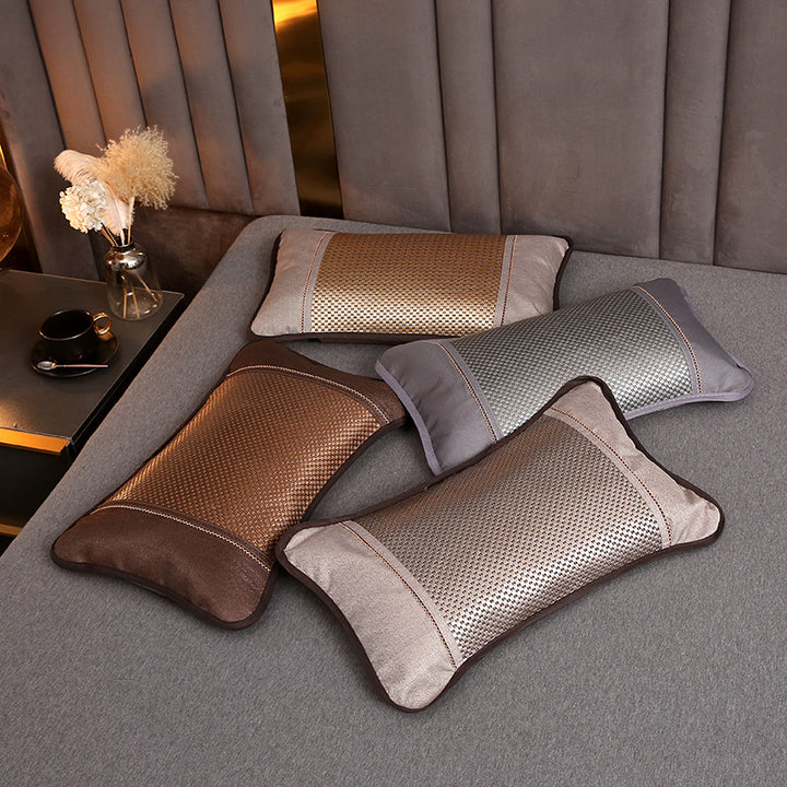Elegant pillowcase set in jacquard look with embroidered border and satin trim