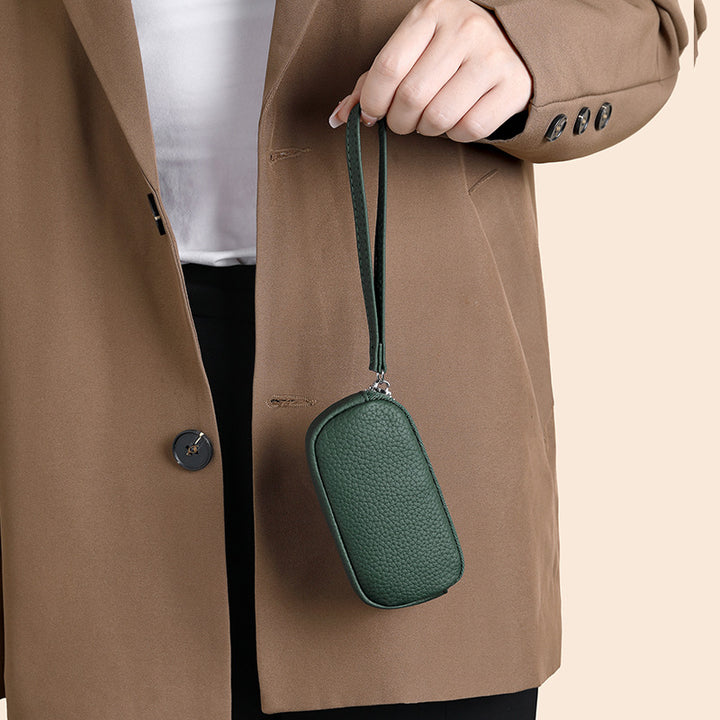Textured Leather Travel Cosmetic Pouch