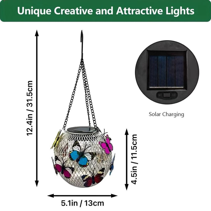 Solar Hanging Outdoor Lanterns With Vintage-Style LED Filament Bulb And Metal Cage Waterproof Suspension Stornfield
