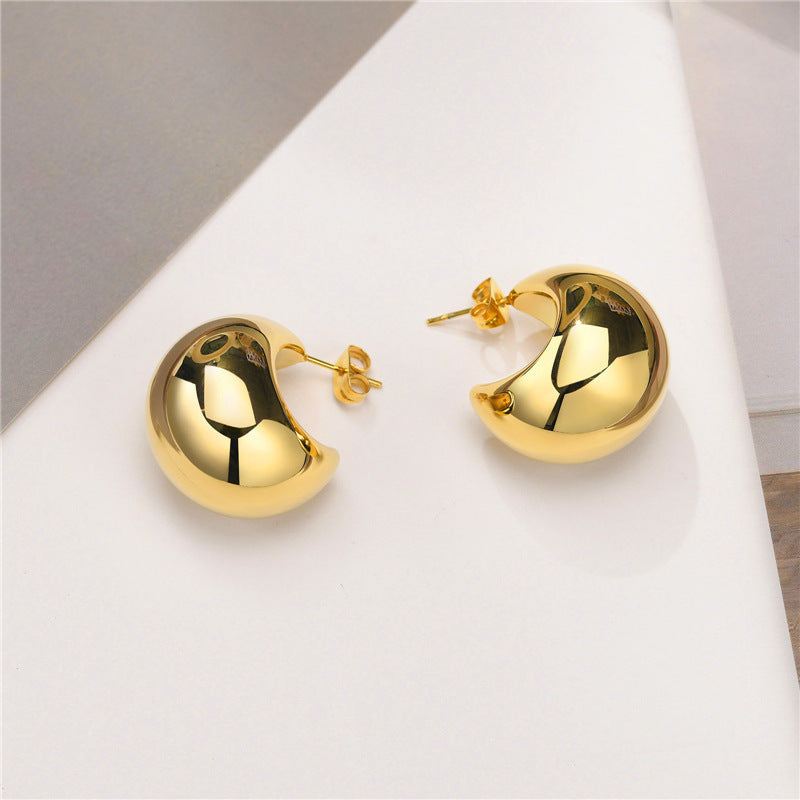 Shiny stainless steel stud earrings Stornfield