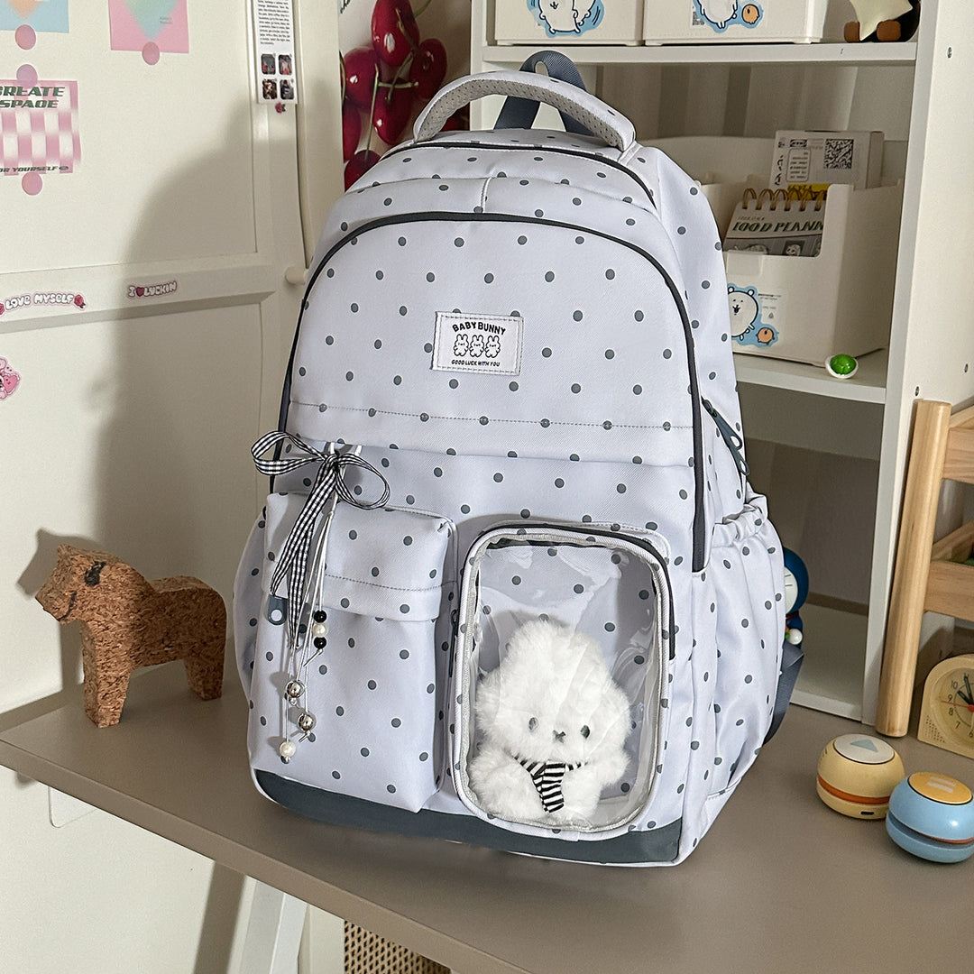 Playful Polka Dot Backpack with Transparent Window Stornfield