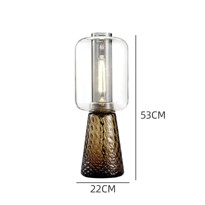 Glass Table Lamp with Textured Base