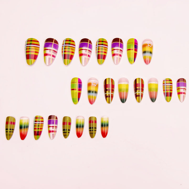 Creative artificial nails with striking plaid pattern Stornfield