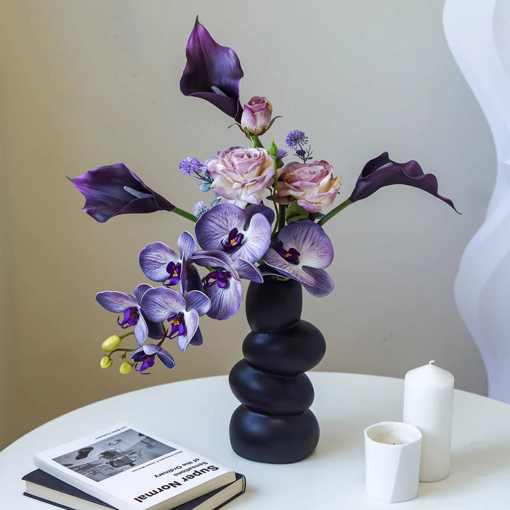 Decorative Ribbed Ceramic Vase