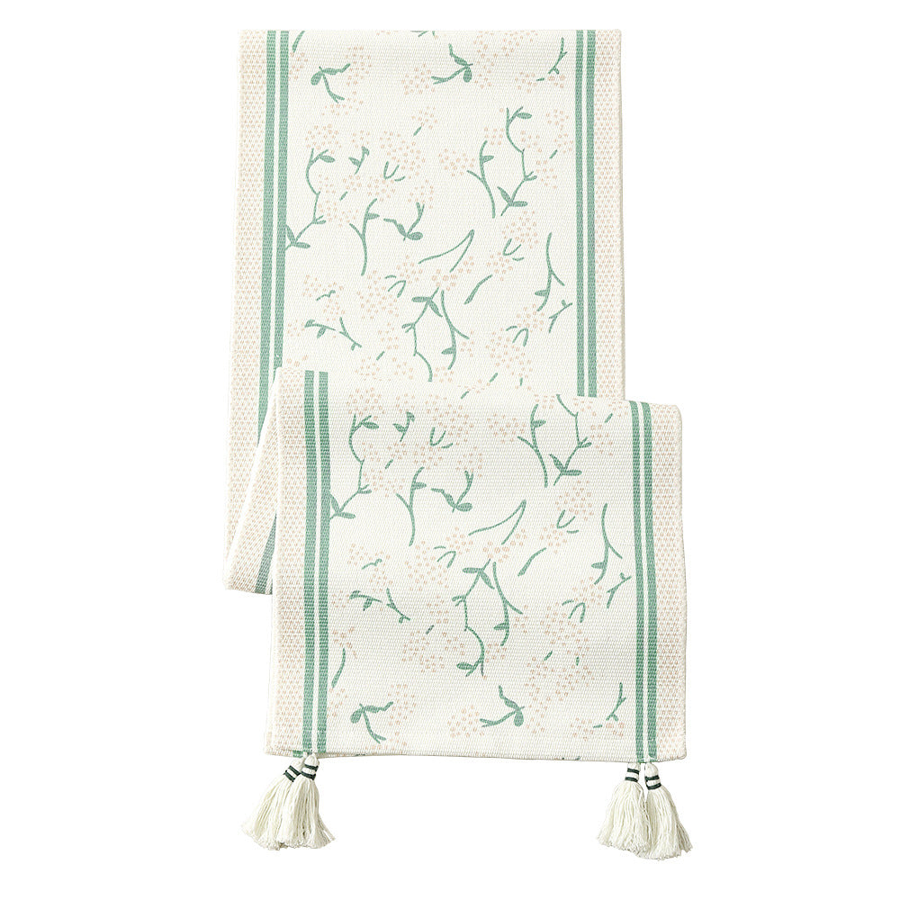 decorative table runner made of woven cotton with tassels Stornfield