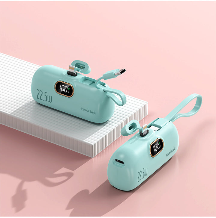Portable power bank with innovative 22.5W fast charging function and integrated cable system Stornfield