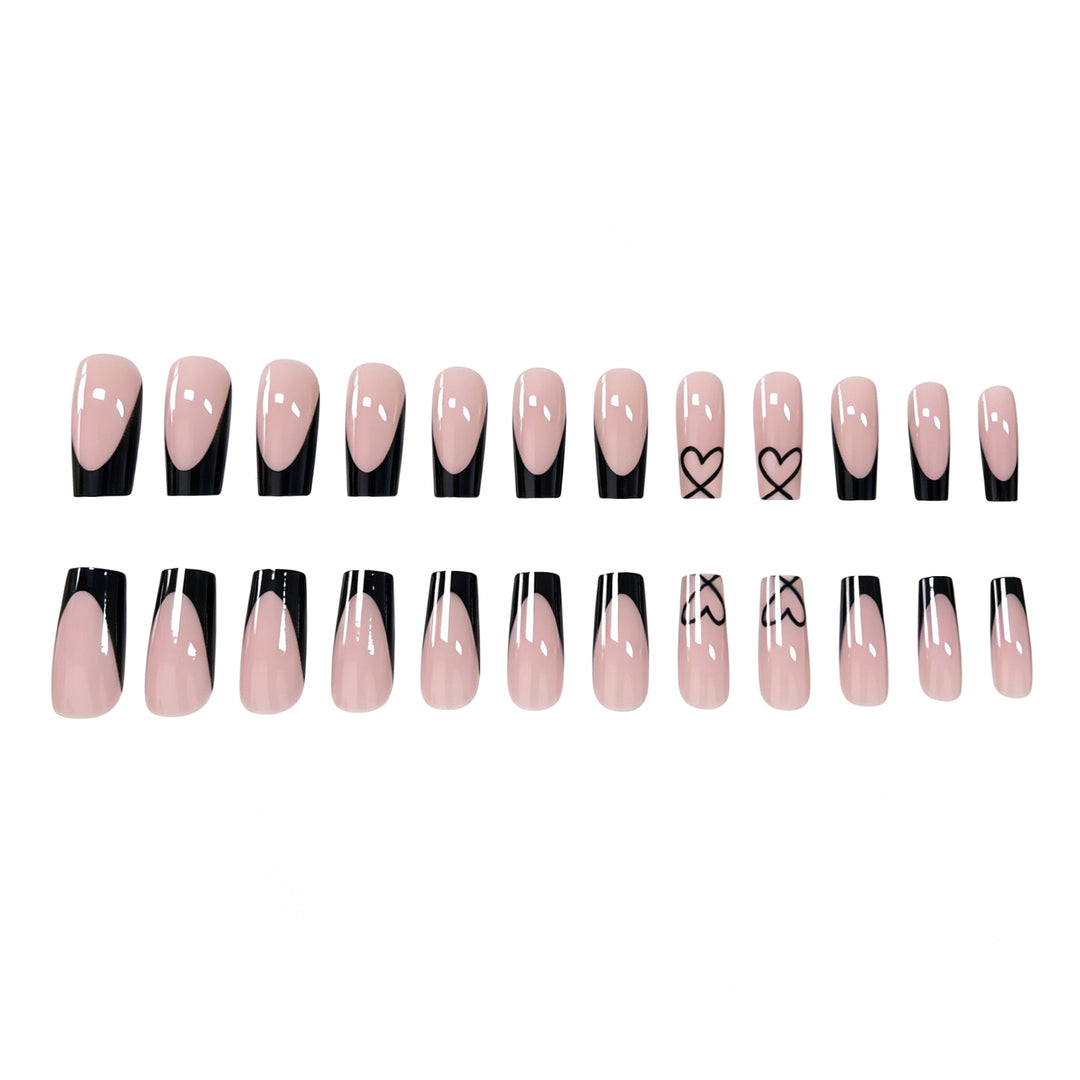Elegant Heart-Patterned Acrylic Nail Design Stornfield
