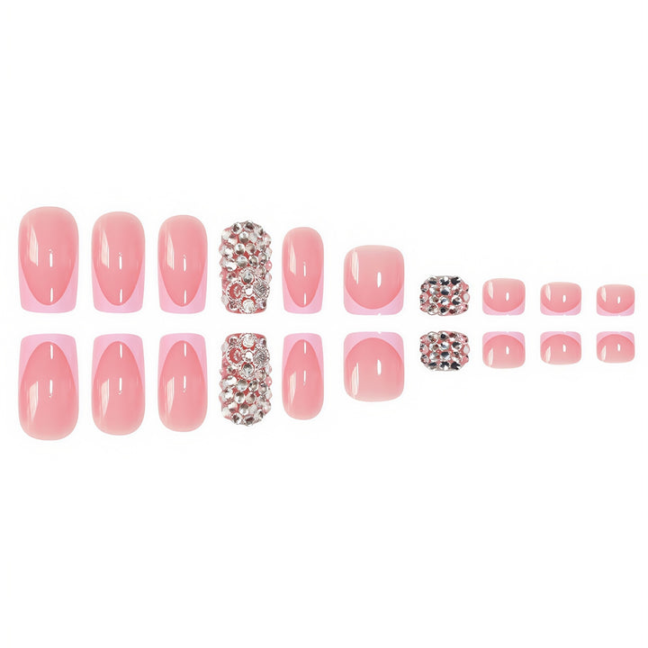 Elegant Press-On Nail Set with Rhinestone Accents Stornfield