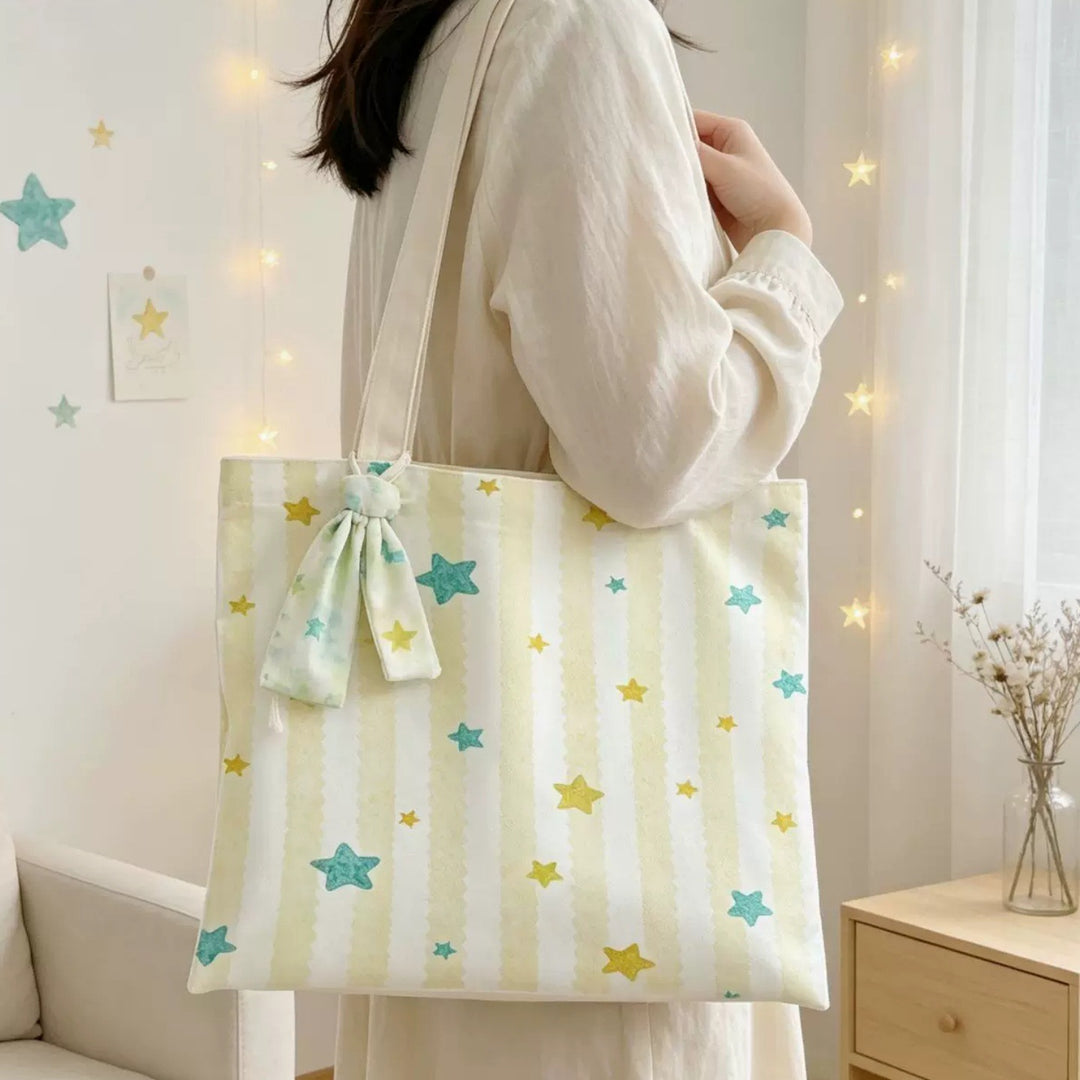 Stylish Star Print Tote Bag
