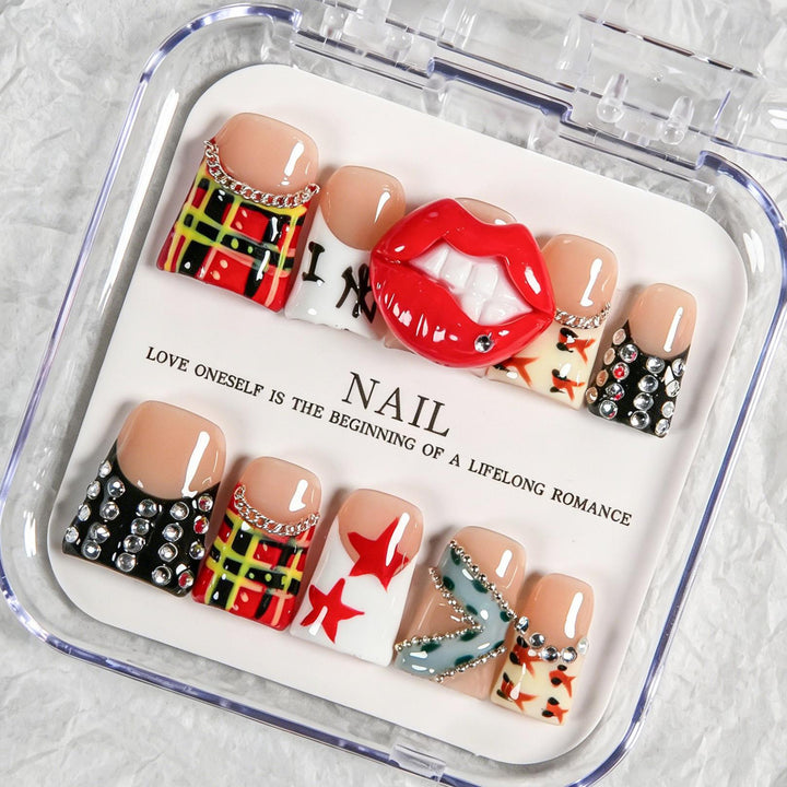 Artistic Press-On Nail Kit with Fun Designs