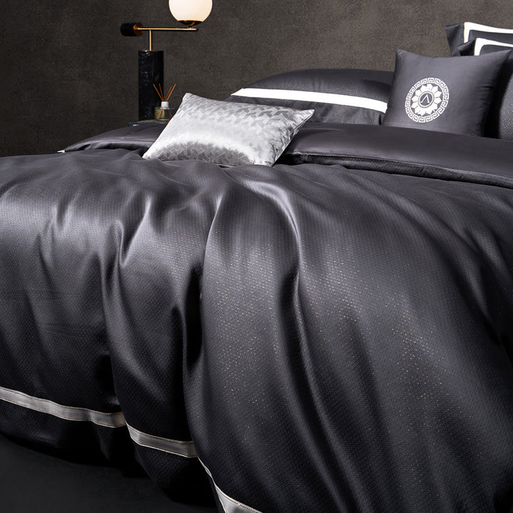 Premium Textured Cotton Sateen Duvet Cover Set with Satin Piping and Reversible Micro‑Sateen Back