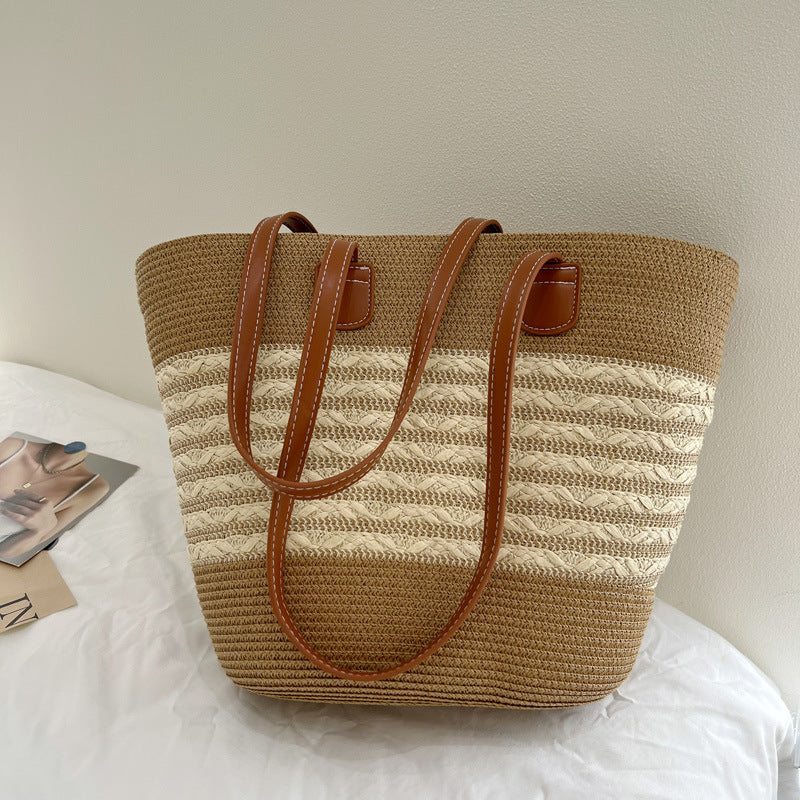 Handcrafted wicker bag with elegant leather accents Stornfield