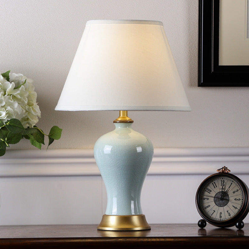 Elegant Ceramic Table Lamp with Gold Accents