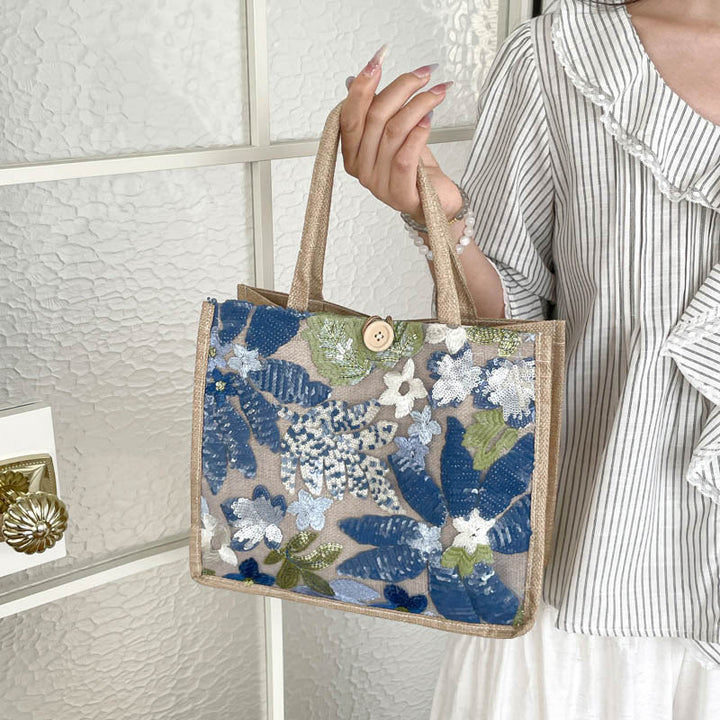 Embroidered Sequined Tote Bag