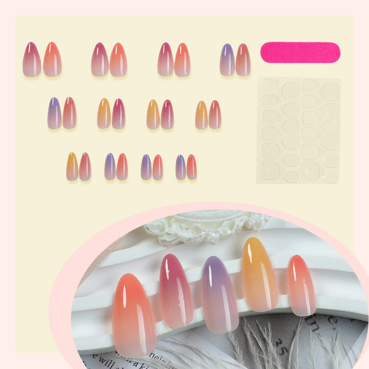 Acrylic nail set with elegant ombre design and high-gloss surface Stornfield