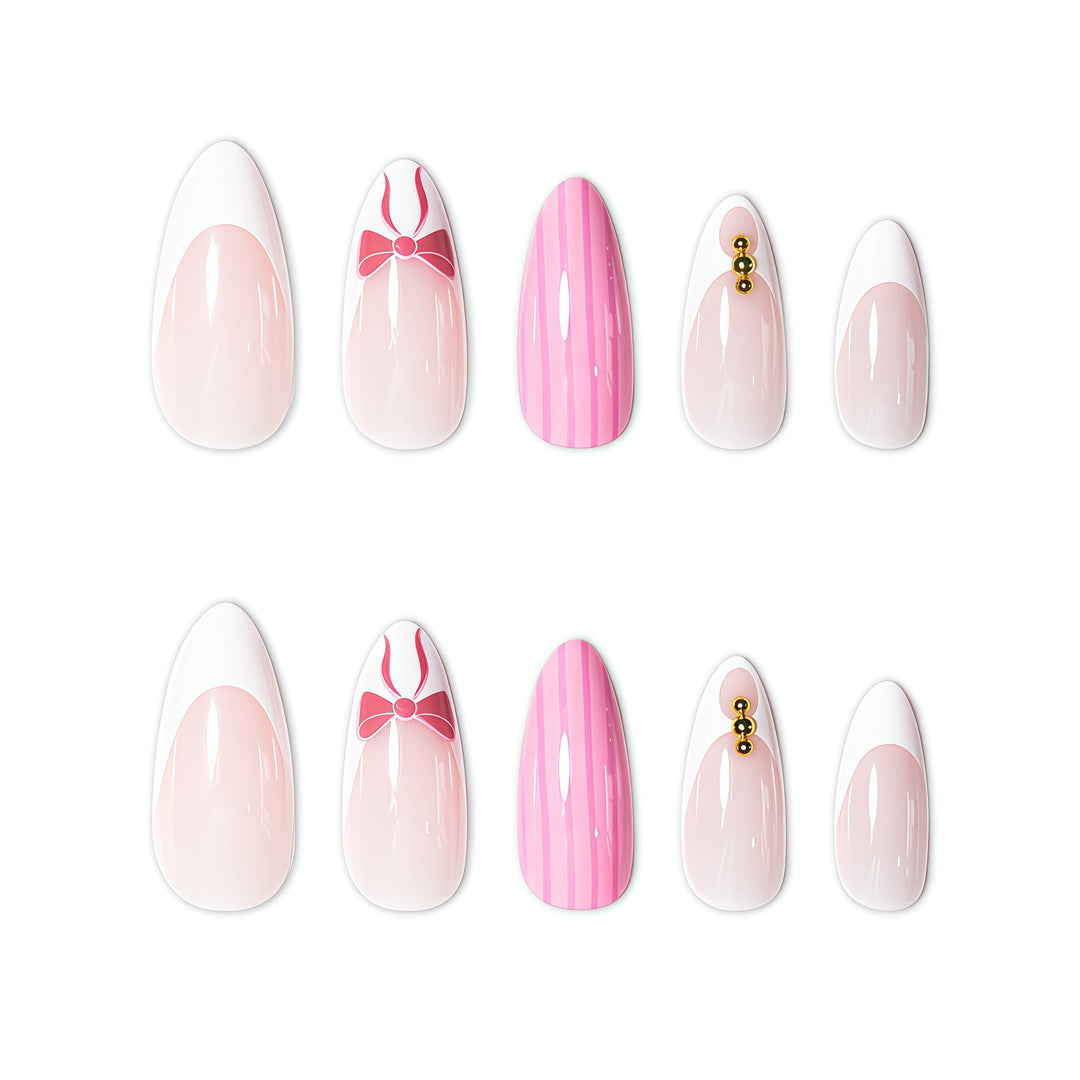 Decorative Bow and Pearl Nail Art Extensions Stornfield