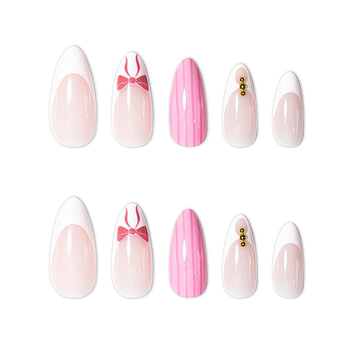 Decorative Bow and Pearl Nail Art Extensions Stornfield