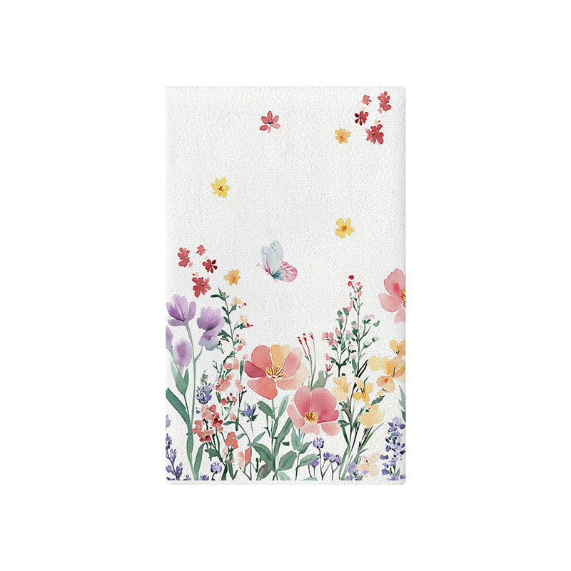 Women's Botanical Cotton Decorative Bath Towel with Butterfly Print