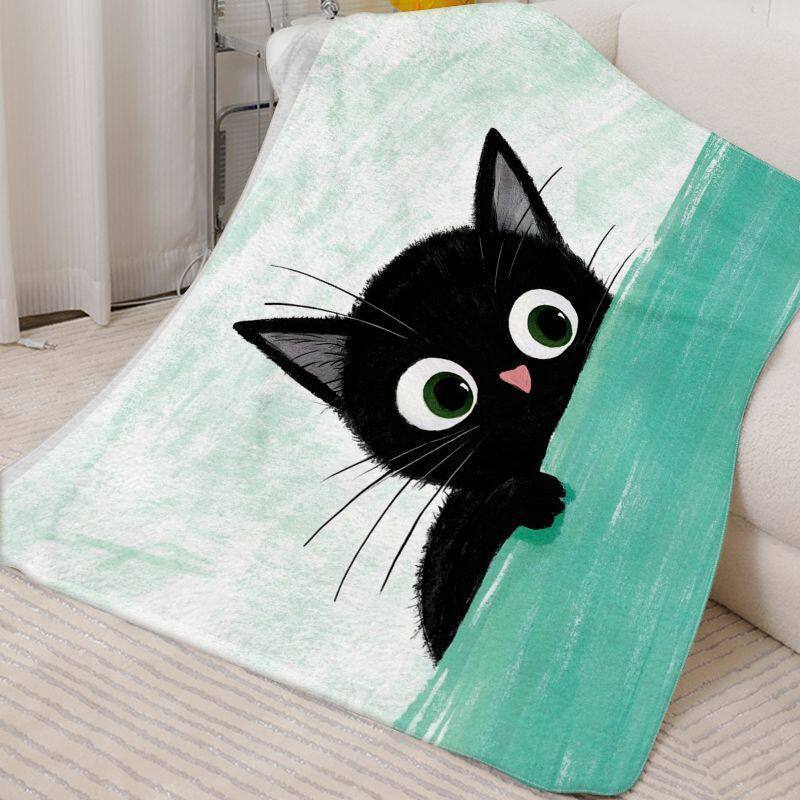 Cute Cat-Themed Fleece Blanket