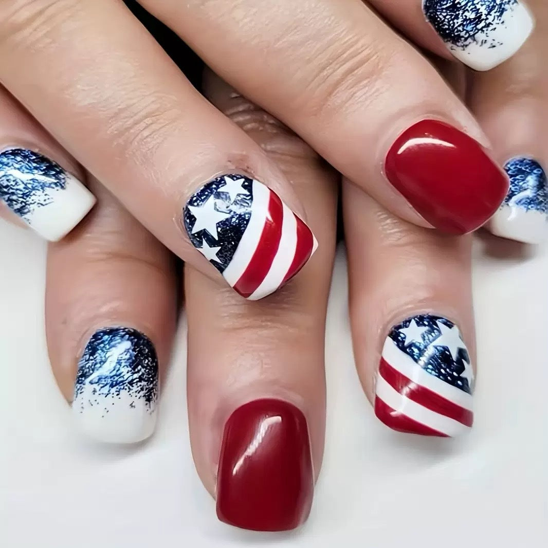 Patriotic Gel Nail Art Extensions Stornfield