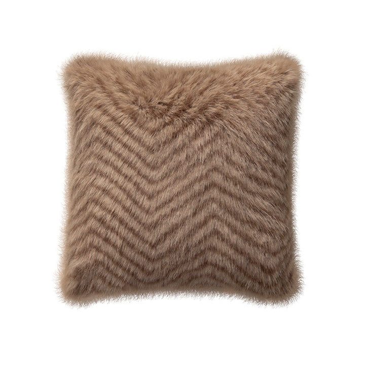 Luxurious rectangular faux fur lumbar cushion with dense long pile cover Stornfield