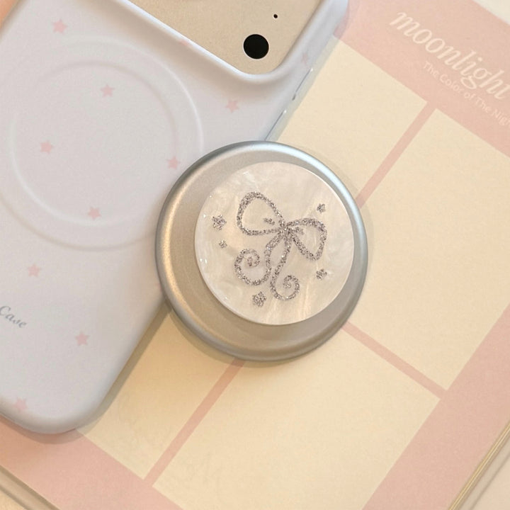 Stylish smartphone finger holder with glitter bow design Stornfield