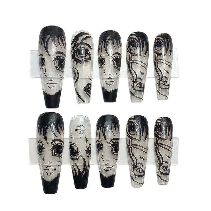 Art Nail Set with Artistic Portrait Designs Stornfield